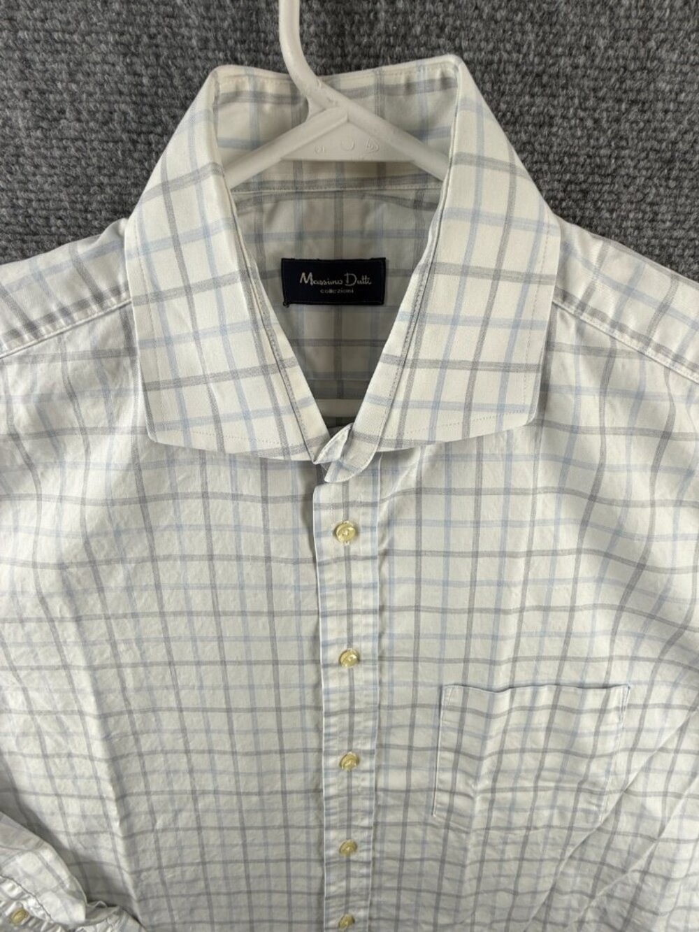 Massimo Dutti Button Up Shirt Men Blue White Gray Check Size 5 (44) Woven Adult